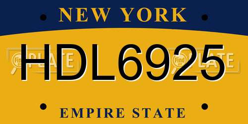 HDL6925 New York License Plate
