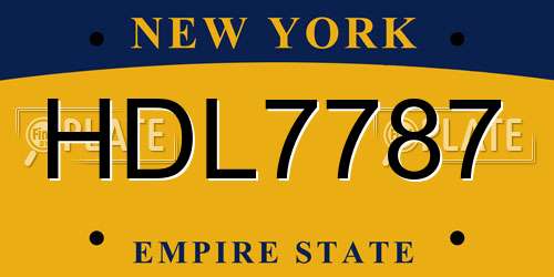 HDL7787 New York License Plate