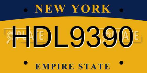 HDL9390 New York License Plate