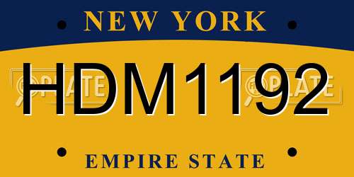 HDM1192 New York License Plate