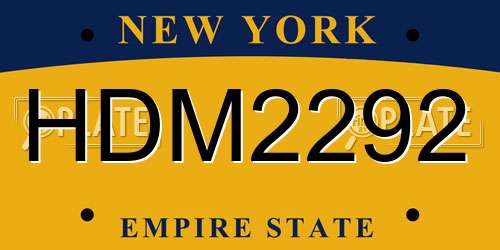HDM2292 New York License Plate