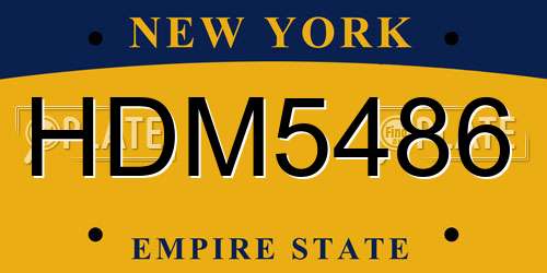 HDM5486 New York License Plate