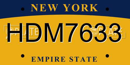 HDM7633 New York License Plate
