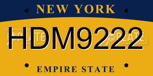 HDM9222 New York License Plate