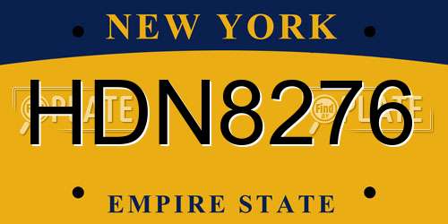 HDN8276 New York License Plate