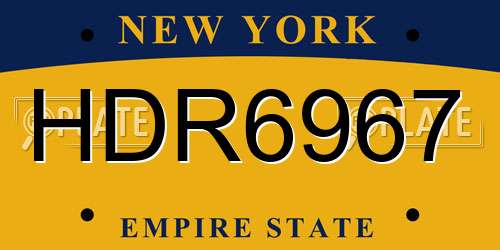 HDR6967 New York License Plate
