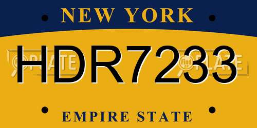 HDR7233 New York License Plate