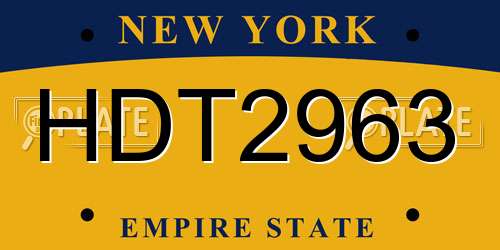 HDT2963 New York License Plate