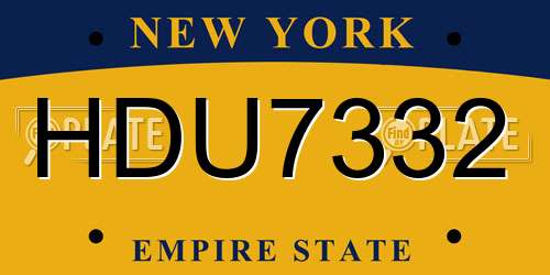 HDU7332 New York License Plate