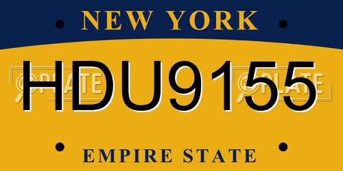 HDU9155 New York License Plate
