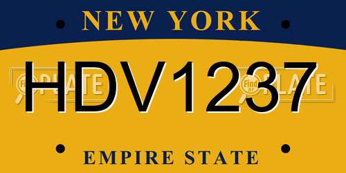 HDV1237 New York License Plate