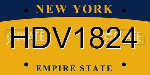 HDV1824 New York License Plate