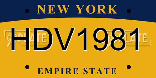 HDV1981 New York License Plate