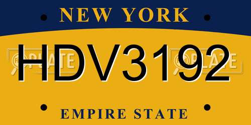 HDV3192 New York License Plate