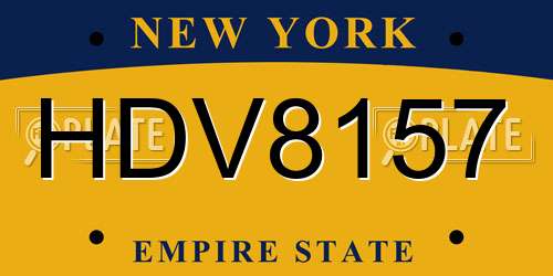 HDV8157 New York License Plate