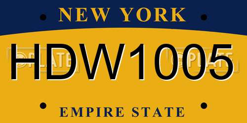 HDW1005 New York License Plate