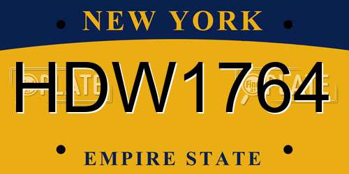 HDW1764 New York License Plate