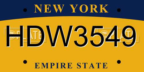 HDW3549 New York License Plate