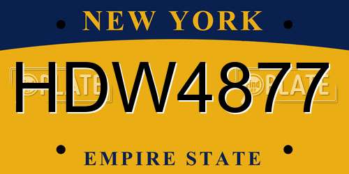 HDW4877 New York License Plate