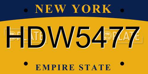 HDW5477 New York License Plate