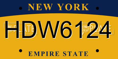 HDW6124 New York License Plate