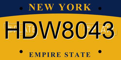HDW8043 New York License Plate