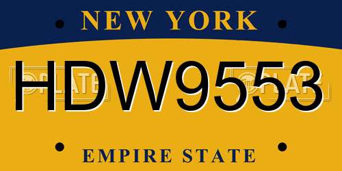 HDW9553 New York License Plate