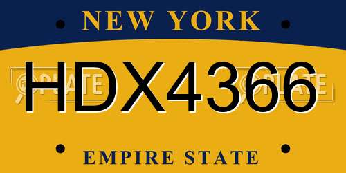 HDX4366 New York License Plate