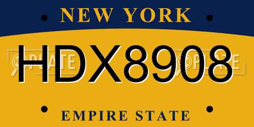 HDX8908 New York License Plate