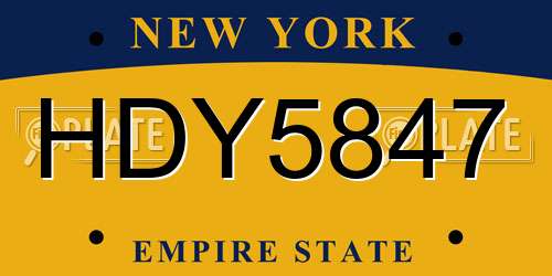 HDY5847 New York License Plate