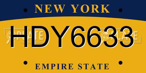 HDY6633 New York License Plate