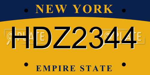 HDZ2344 New York License Plate