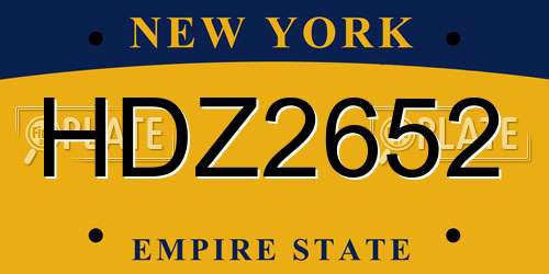 HDZ2652 New York License Plate