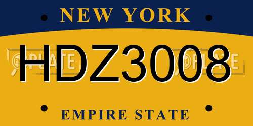 HDZ3008 New York License Plate