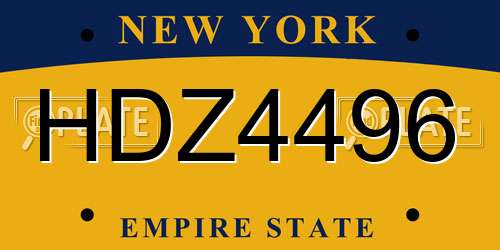 HDZ4496 New York License Plate