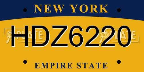 HDZ6220 New York License Plate