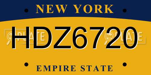 HDZ6720 New York License Plate