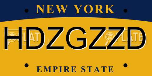 HDZGZZD New York License Plate