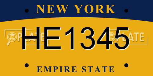 HE1345 New York License Plate
