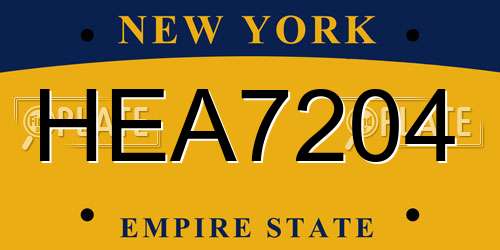 HEA7204 New York License Plate