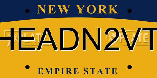 HEADN2VT New York License Plate