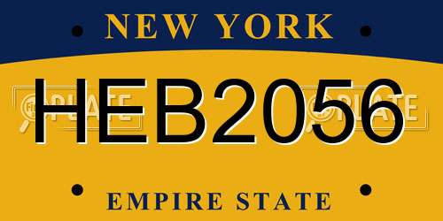 HEB2056 New York License Plate