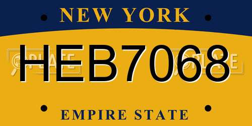 HEB7068 New York License Plate