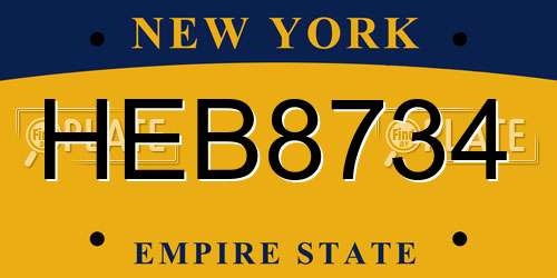HEB8734 New York License Plate