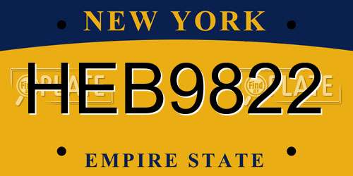 HEB9822 New York License Plate