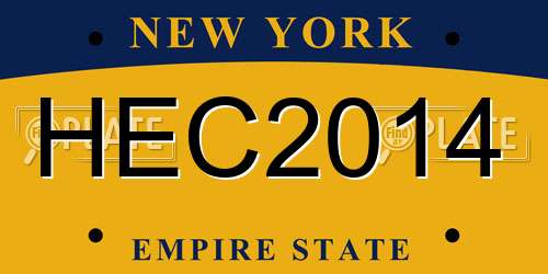 HEC2014 New York License Plate