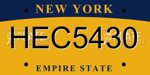 HEC5430 New York License Plate