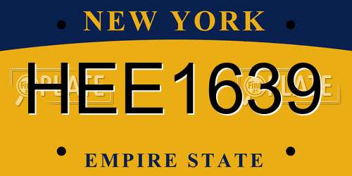 HEE1639 New York License Plate