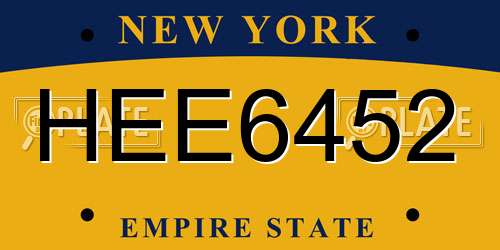 HEE6452 New York License Plate
