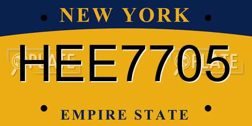 HEE7705 New York License Plate